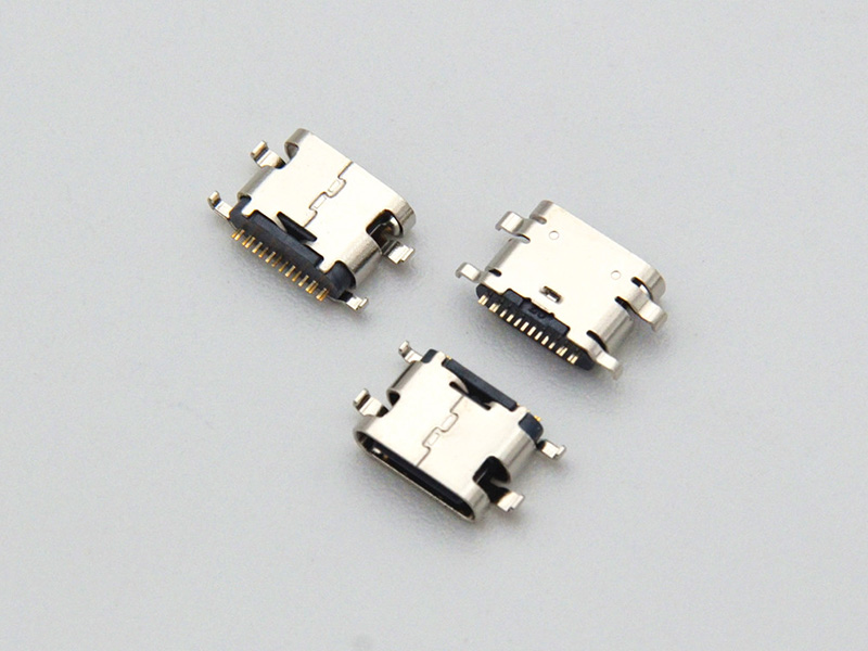 Type-C 16-pin female socket, surface-mounted (SMT) with a 6.50mm length, 0.52mm pitch, and 2.1mm terminals along the board